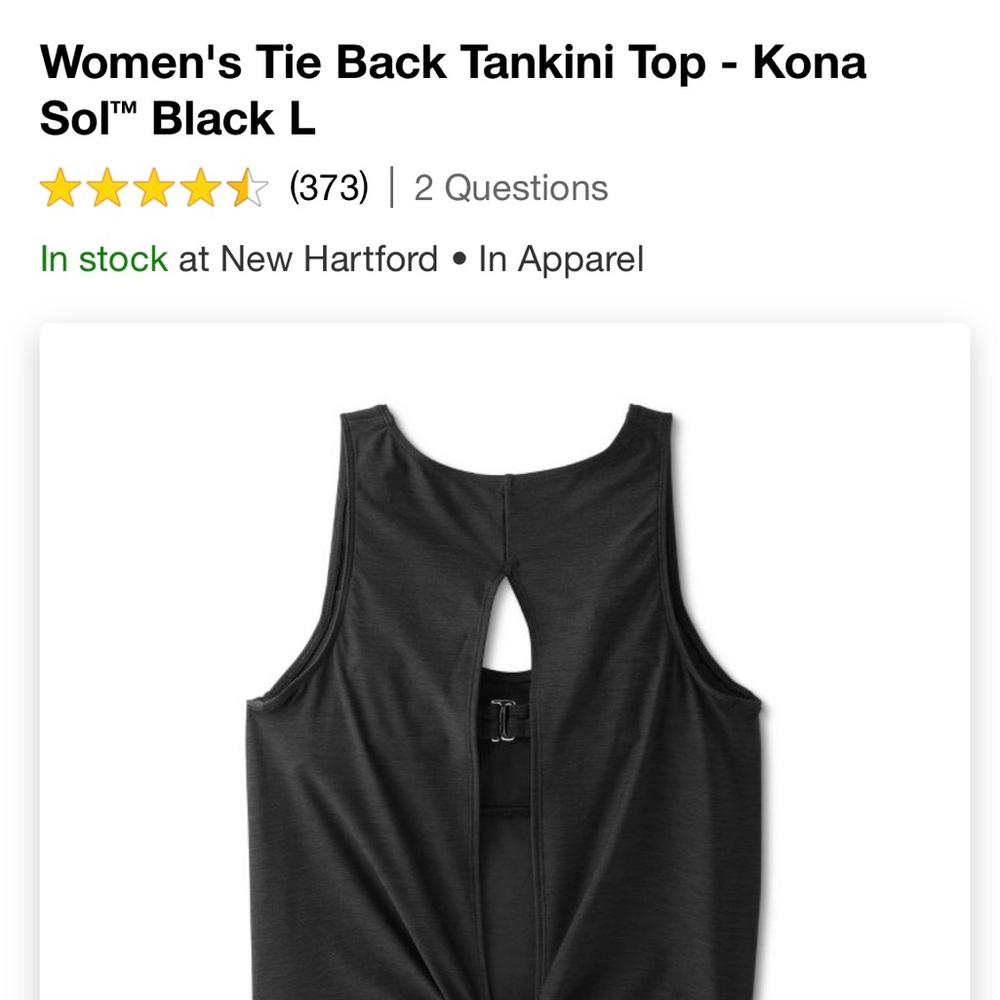 NWT Kona Sol Black tankini